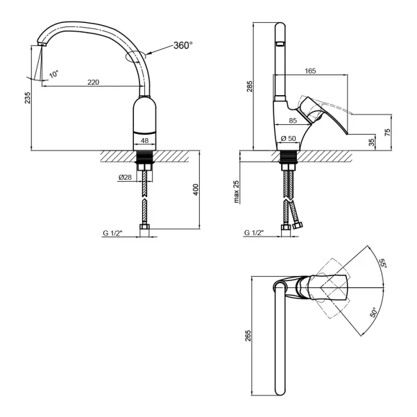 Смеситель для кухни Lidz Anny 007F (k40) LDANN007FCRM35122 Chrome - 1 фото