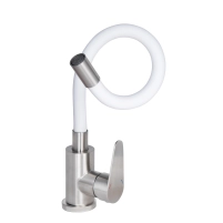 Смеситель для кухни Lidz Vida 015F3 с гибким изливом (k35) LDVID015F3WHI43357 White / Nickel - 2 фото