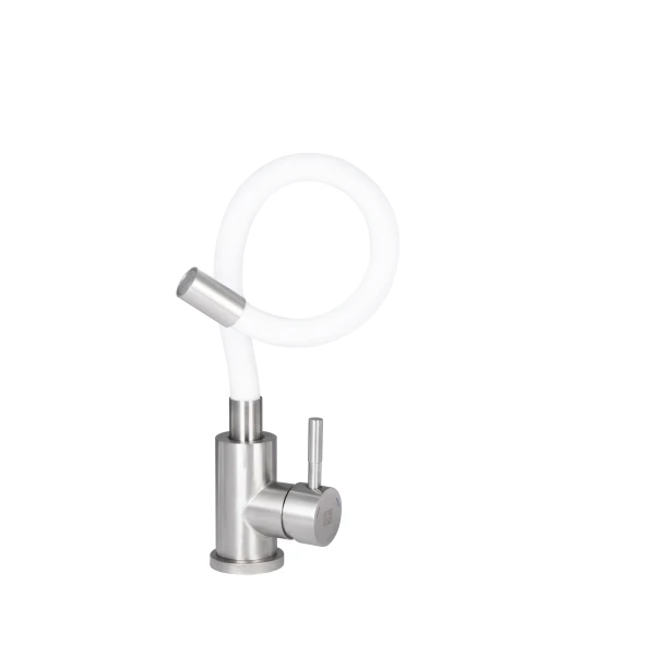 Смеситель для кухни Lidz Aria 015F3 с гибким изливом (k35) LDARI015F3WHI43362 White / Nickel - 2 фото
