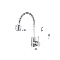 Змішувач для кухні Lidz Aria 015F41 з гнучким виливом (k35) LDARI015F41NKS45306 Nickel - 1 фото