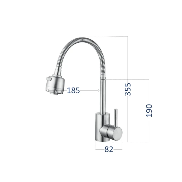 Змішувач для кухні Lidz Aria 015F41 з гнучким виливом (k35) LDARI015F41NKS45306 Nickel - 1 фото