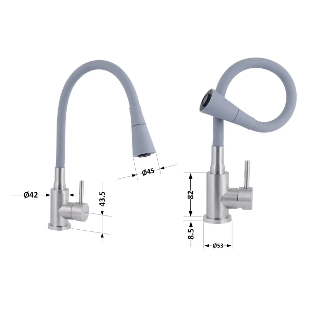 Смеситель для кухни Lidz Aria 015F31 с гибким изливом (k35) LDARI015F31GNK31871 GNK - 1 фото