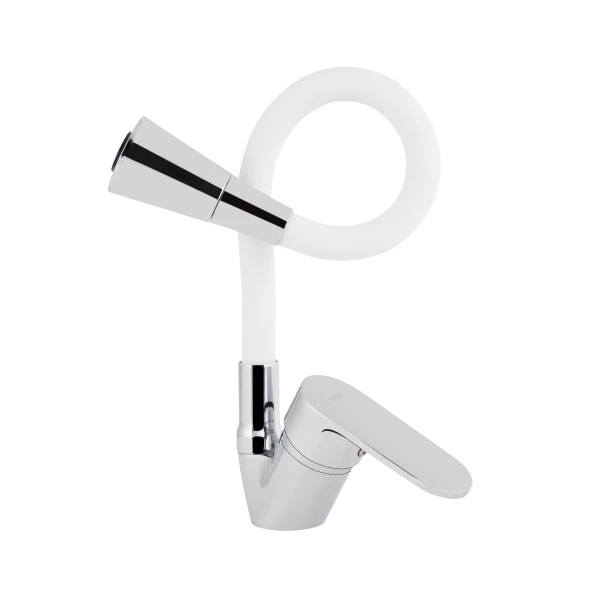 Змішувач для кухні Lidz Tani 008F3 з гнучким виливом (k40) LDTAN008F3WCR37037 Chrome/White - 2 фото