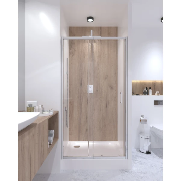 Душевая дверь в нишу Qtap Taurus CRM201-11.C6 97-108x200 см, стекло Clear 6 мм, покрытие CalcLess - 9 фото