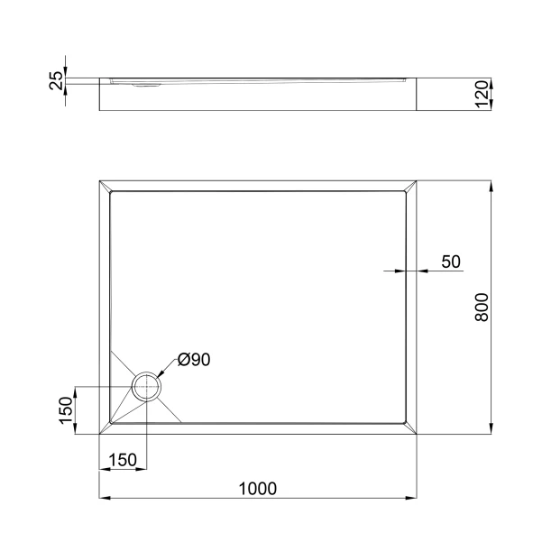 Душевой поддон Qtap Tern 301812C 100x80x12 см + сифон - 1 фото