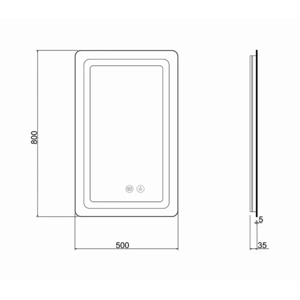 Зеркало Qtap Mideya (DC-F911) 500х800 с LED-подсветкой Touch, с антизапотеванием, диммером QT2078F911W - 1 фото
