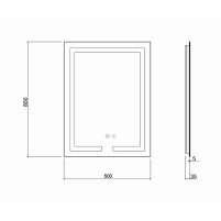 Зеркало Qtap Mideya (DC-F936) 500х800 с LED-подсветкой Touch, с антизапотеванием, диммером QT2078F936W - 1 фото
