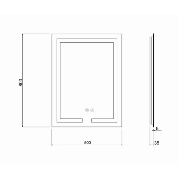 Зеркало Qtap Mideya (DC-F936) 500х800 с LED-подсветкой Touch, с антизапотеванием, диммером QT2078F936W - 1 фото