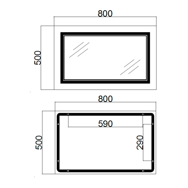 Зеркало Qtap Cardinal (CA1) 800х500 с LED-подсветкой Touch, с антизапотеванием, с диммером, рег. темп. цвета (3000-6500K) Reverse QT0478C5080 - 1 фото