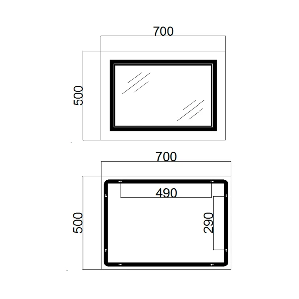 Дзеркало Qtap Cardinal (CA1) 800х500 з LED-підсвічуванням Touch, з антизапотіванням, з димером, рег. темп. кольору (3000-6500K) Reverse QT0478C5080 - 1 фото