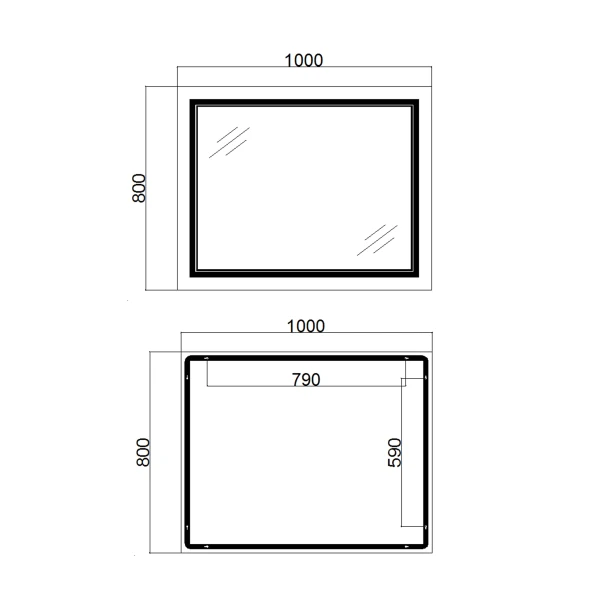 Зеркало Qtap Cardinal (CA1) 1000х800 с LED-подсветкой Touch, с антизапотеванием, с диммером, рег. темп. цвета (3000-6500K) QT0478C10080 - 1 фото