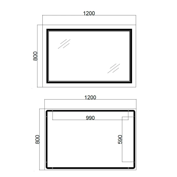 Зеркало Qtap Cardinal 1200х800 с LED-подсветкой Touch, с антизапотеванием, с диммером, рег. темп. цвета (3000-6500K) QT0478C12080 - 1 фото