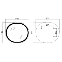 Дзеркало Qtap Gemini 800х700 з LED-підсвічуванням Touch, з антизапотіванням, з димером, рег. темп. кольору (3000-6500K) Reverse QT2578R8072B - 1 фото