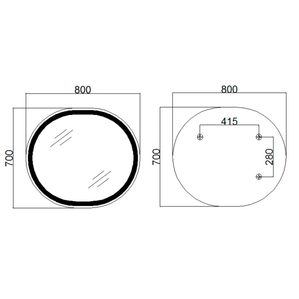 Дзеркало Qtap Gemini 800х700 з LED-підсвічуванням Touch, з антизапотіванням, з димером, рег. темп. кольору (3000-6500K) Reverse QT2578R8072B - 1 фото