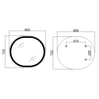 Зеркало Qtap Gemini 800х700 с LED-подсветкой Touch, с антизапотеванием, с диммером, рег. темп. цвета (3000-6500K) Reverse QT2578R8072B - 1 фото
