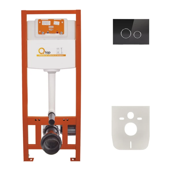 Набір інсталяція 4 в 1 Qtap Nest ST з круглою панеллю змиву QT0133M425V1164GW
