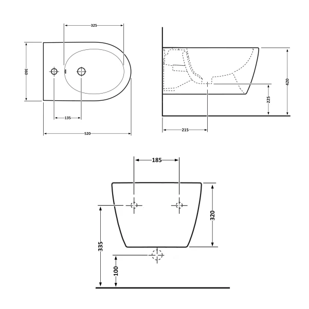 Біде підвісне Qtap Jay 520х360х320 White QT07555376W - 1 фото