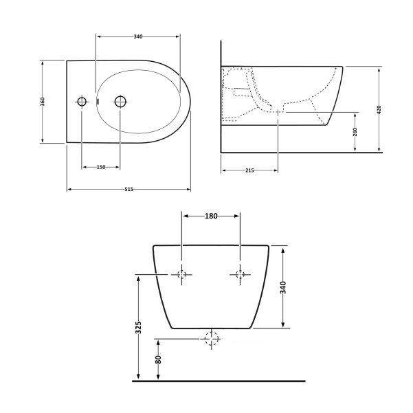 Биде подвесное Qtap Scorpio 515x360x345 Matt black QT1455053FMB - 1 фото