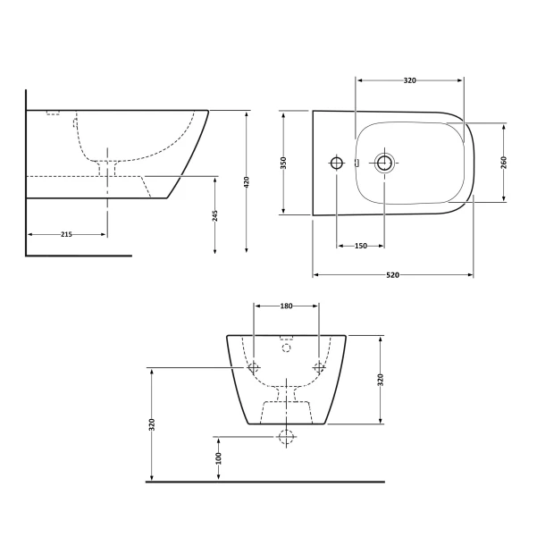 Биде подвесное Qtap Tern 520x350x320 White QT17551303GW - 1 фото