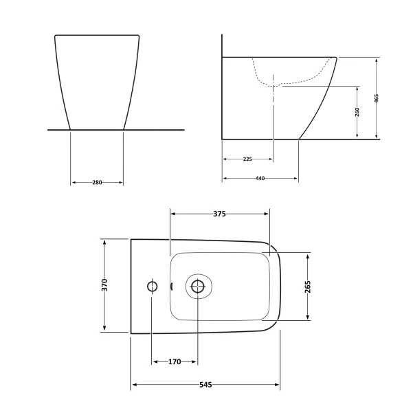 Біде підлогове Qtap Crow 545х360х410 White QT05443370W - 1 фото