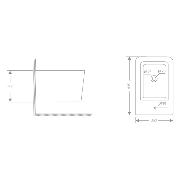 Биде подвесное Qtap Crow 485х340х290 мм White QT05555371W - 1 фото