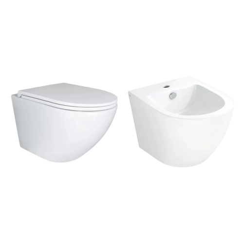 Комплект Qtap Robin Anthracite 3 в 1: підвісний унітаз Ultra Quiet + біде підвісне + раковина накладна QTROBAN49157