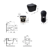 Комплект Qtap Scorpio Matt Black 2 в 1: Унитаз подвесной Ultra Quiet QT14332380AMB + биде подвесное QT1455053FMB - 1 фото
