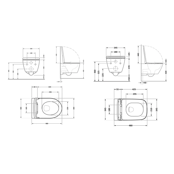 Акційний набір: Унітаз підвісний Jay Ultra Quiet QT07335177W 485х360х320 + Tern Ultra Quiet QT17332303ASW 490x365x325 - 1 фото