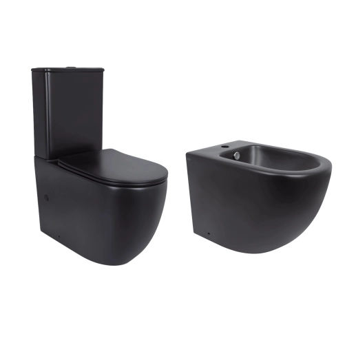 Акційний набір: Унітаз напольний Robin Ultra Quiet QT13226083AMB 660x360x855 Black + Біде напольне Robin QT13442141CMB 565x360x405 Black