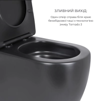 Комплект 2 в 1: підлоговий унітаз Qtap Scorpio Matt Black QT14226088AMB + набір гігієнічного душу Lidz Aria Black LDARI110BLA43394 - 3 фото