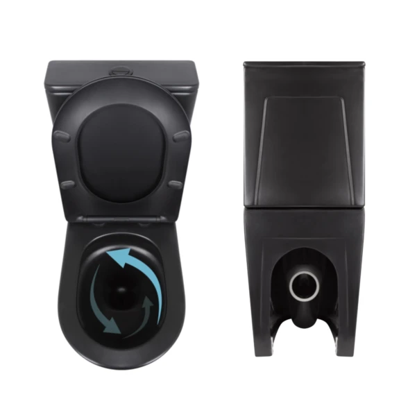 Комплект 2 в 1: підлоговий унітаз Qtap Scorpio Matt Black QT14226088AMB + набір гігієнічного душу Lidz Aria Black LDARI110BLA43394 - 4 фото