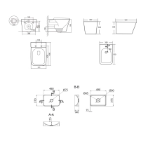 Комплект Qtap Tern Stone grey 3 в 1: унитаз подвесной Ultra Quiet + биде подвесное + раковина накладная QTTERSG49162 - 1 фото