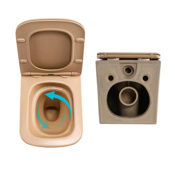Комплект Qtap Tern Beige 3 в 1: унитаз подвесной Ultra Quiet + биде подвесное + раковина накладная QTTERSB49163 - 4 фото