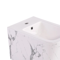 Комплект Qtap Tern Marble 3 в 1: унитаз подвесной Ultra Quiet + биде подвесное + раковина накладная QTTERMR49164 - 6 фото