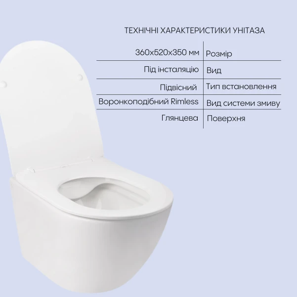 Комплект Qtap Robin 2 в 1: унітаз підвісний Ultra Quiet + біде підвісне - 2 фото