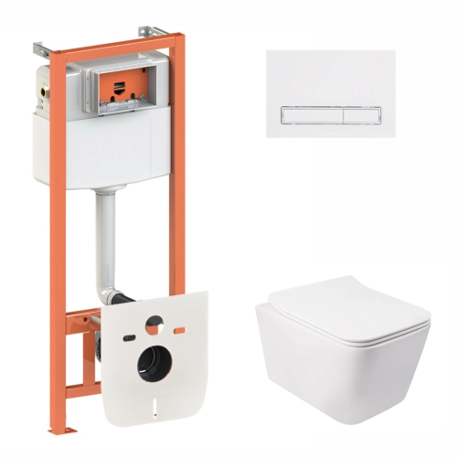 Готове рішення Qtap для ванної кімнати: підвісний унітаз Crow Rimless 520х360х290 + комплект інсталяції Nest 4 в 1 (лінійна клавіша White)