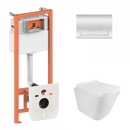 Готове рішення Qtap для ванної кімнати: підвісний унітаз Tern Rimless 490x340x350 + комплект інсталяції Nest 4 в 1 (лінійна клавіша White)