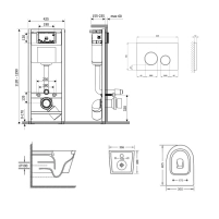 Готовое решение Qtap для ванной комнаты: подвесной унитаз  Swan Ultra Quiet 485x360x320 + комплект инсталляции Nest 4 в 1 (круглая клавиша Satin) - 1 фото