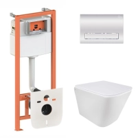 Готове рішення Qtap для ванної кімнати: підвісний унітаз Tern Ultra Quiet 525x345x360 + комплект інсталяції Nest 4 в 1 (квадратна клавіша Chrome)
