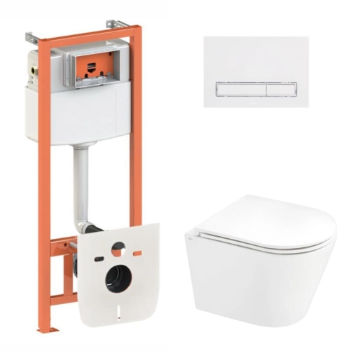 Готове рішення Qtap для ванної кімнати: підвісний унітаз Scorpio Ultra Quiet 520x365x365 + комплект інсталяції Nest 4 в 1 (лінійна клавіша White)