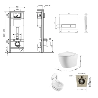 Готовое решение Qtap для ванной комнаты: подвесной унитаз Robin Ultra Quiet 520x365x365 + комплект инсталляции Nest 4 в 1 (линейная клавиша Matt Black) - 1 фото
