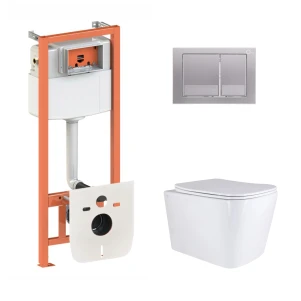 Готове рішення Qtap для ванної кімнати: підвісний унітаз Tern Ultra Quiet 525x345x360 + комплект інсталяції Nest 4 в 1 (кругла клавіша Chrome)
