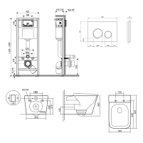 Готовое решение Qtap для ванной комнаты: подвесной унитаз Tern Ultra Quiet 525x345x360 + комплект инсталляции Nest 4 в 1 (круглая клавиша Chrome) - 1 фото