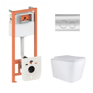 Готове рішення Qtap для ванної кімнати: підвісний унітаз Tern Ultra Quiet 525x345x360 + комплект інсталяції Nest 4 в 1 (кругла клавіша Satin)