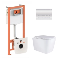 Готове рішення Qtap для ванної кімнати: підвісний унітаз Tern Ultra Quiet 525x345x360 + комплект інсталяції Nest 4 в 1 (лінійна клавіша White)