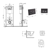 Готовое решение Qtap для ванной комнаты: подвесной унитаз Jay Ultra Quiet 520x360x320 + комплект инсталляции Nest 4 в 1 (круглая клавиша Matt Black) - 1 фото