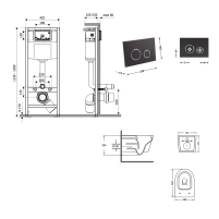 Готовое решение Qtap для ванной комнаты: подвесной унитаз Swan Ultra Quiet 520×360×320 + комплект инсталляции Nest 4 в 1 (круглая клавиша Matt Black) - 1 фото