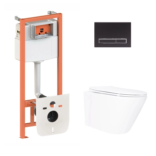 Готове рішення Qtap для ванної кімнати: підвісний унітаз Swan Ultra Quiet 520x360x320 + комплект інсталяції Nest 4 в 1 (лінійна клавіша White)