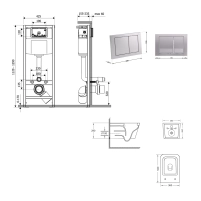 Готове рішення Qtap для ванної кімнати: підвісний унітаз Crow Ultra Quiet 520x360x290 + комплект інсталяції Nest 4 в 1 (квадратна клавіша Satin) - 1 фото