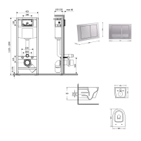 Готовое решение Qtap для ванной комнаты: подвесной унитаз Swan Ultra Quiet 520×360×320 + комплект инсталляции Nest 4 в 1 (квадратная клавиша Satin) - 1 фото